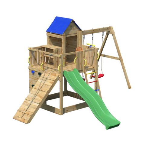 Complex joaca din lemn 7in1, pentru 10 copii,  Fungoo Treehouse natur - imagine 8